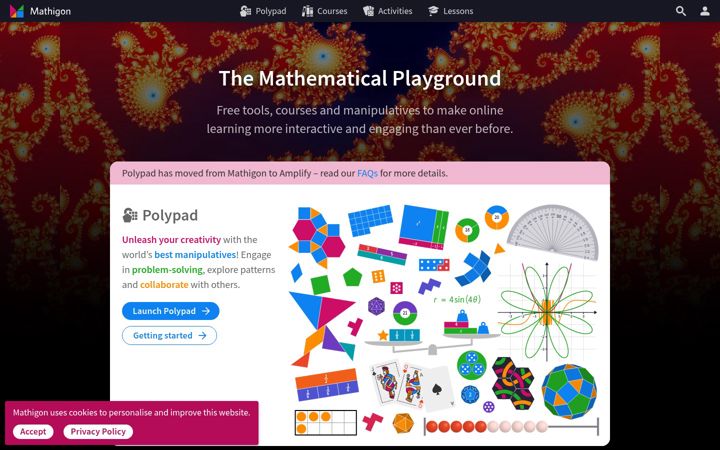 Screenshot of mathigon.org