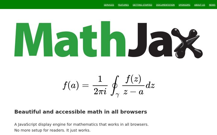 Screenshot von mathjax.org