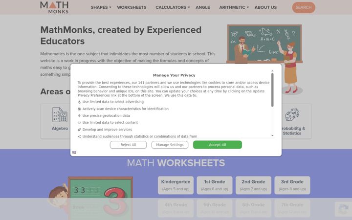 Screenshot of mathmonks.com