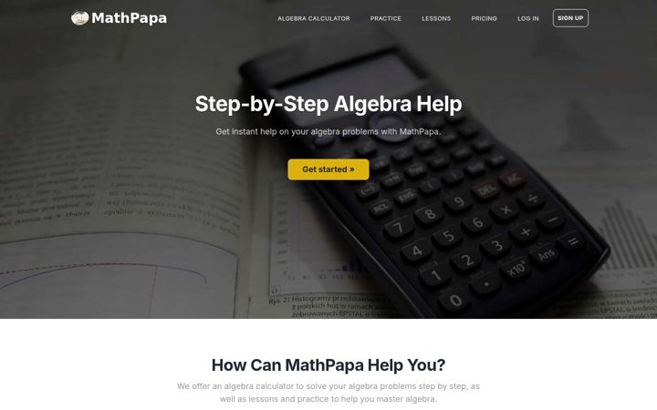 Screenshot of mathpapa.com