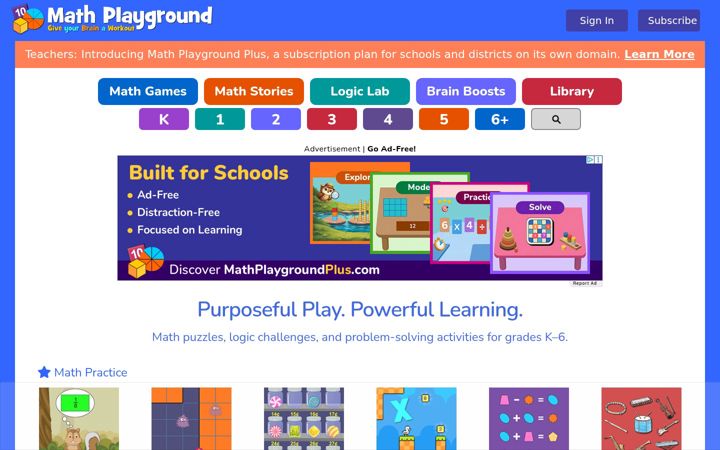 Zrzut ekranu mathplayground.com