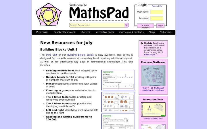 Екранна снимка на mathspad.co.uk
