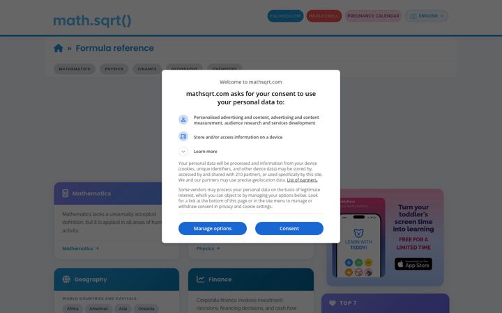 Screenshot of mathsqrt.com