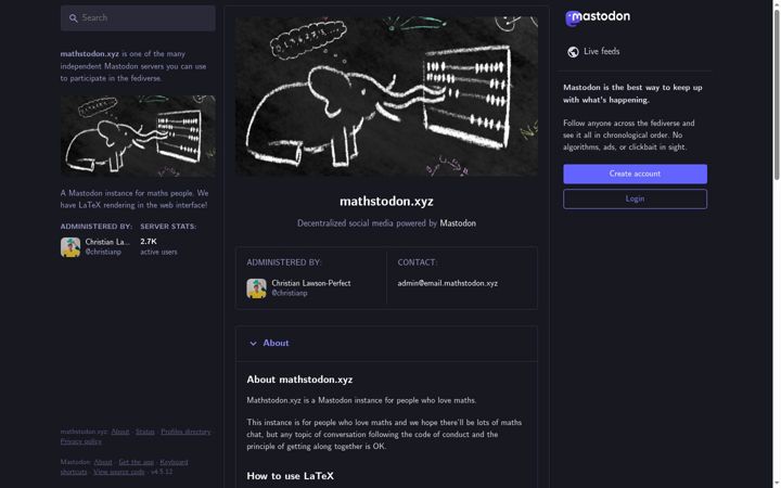 Screenshot of mathstodon.xyz