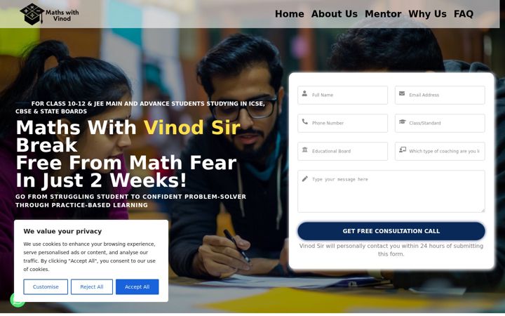 Screenshot of mathswithvinod.com