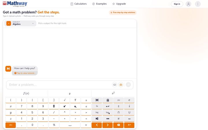 Screenshot του mathway.com