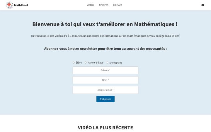 Screenshot of mathzkool.com