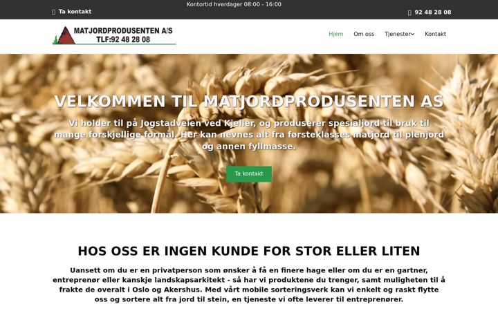 Screenshot of matjordprodusenten.no