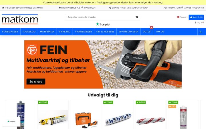 Screenshot of matkom.dk