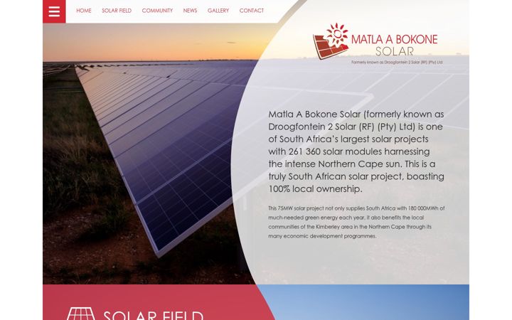 Screenshot of matlaabokonesolar.co.za