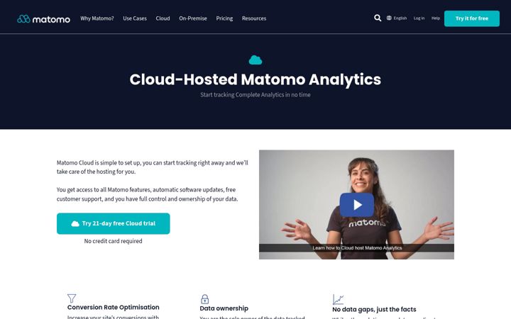 Screenshot ta' matomo.cloud