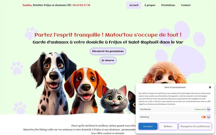 Screenshot of matoutoupetsitting.com
