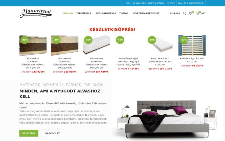 Ekrānuzņēmums no matractrend.hu