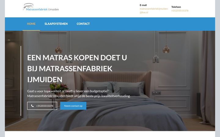 Screenshot of matrassenfabriekijmuiden.nl