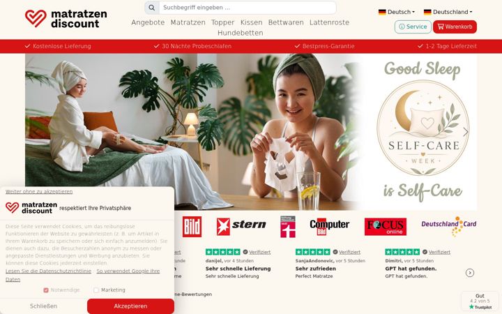 Screenshot of matratzen.discount