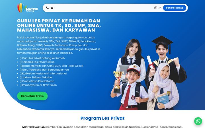 Screenshot of matrixeducation.co.id