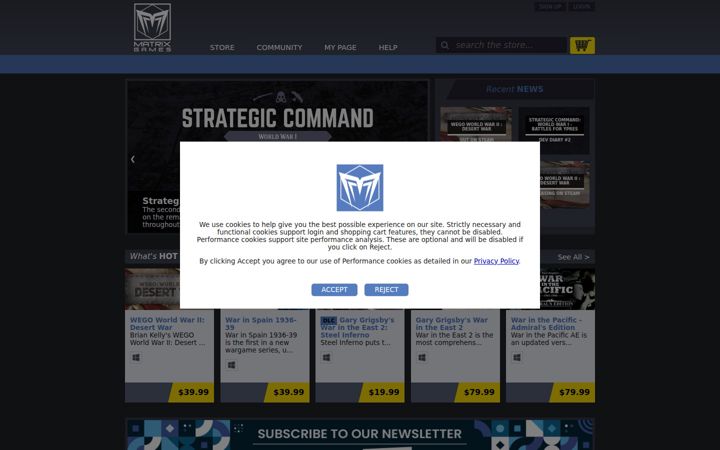 Screenshot di matrixgames.com