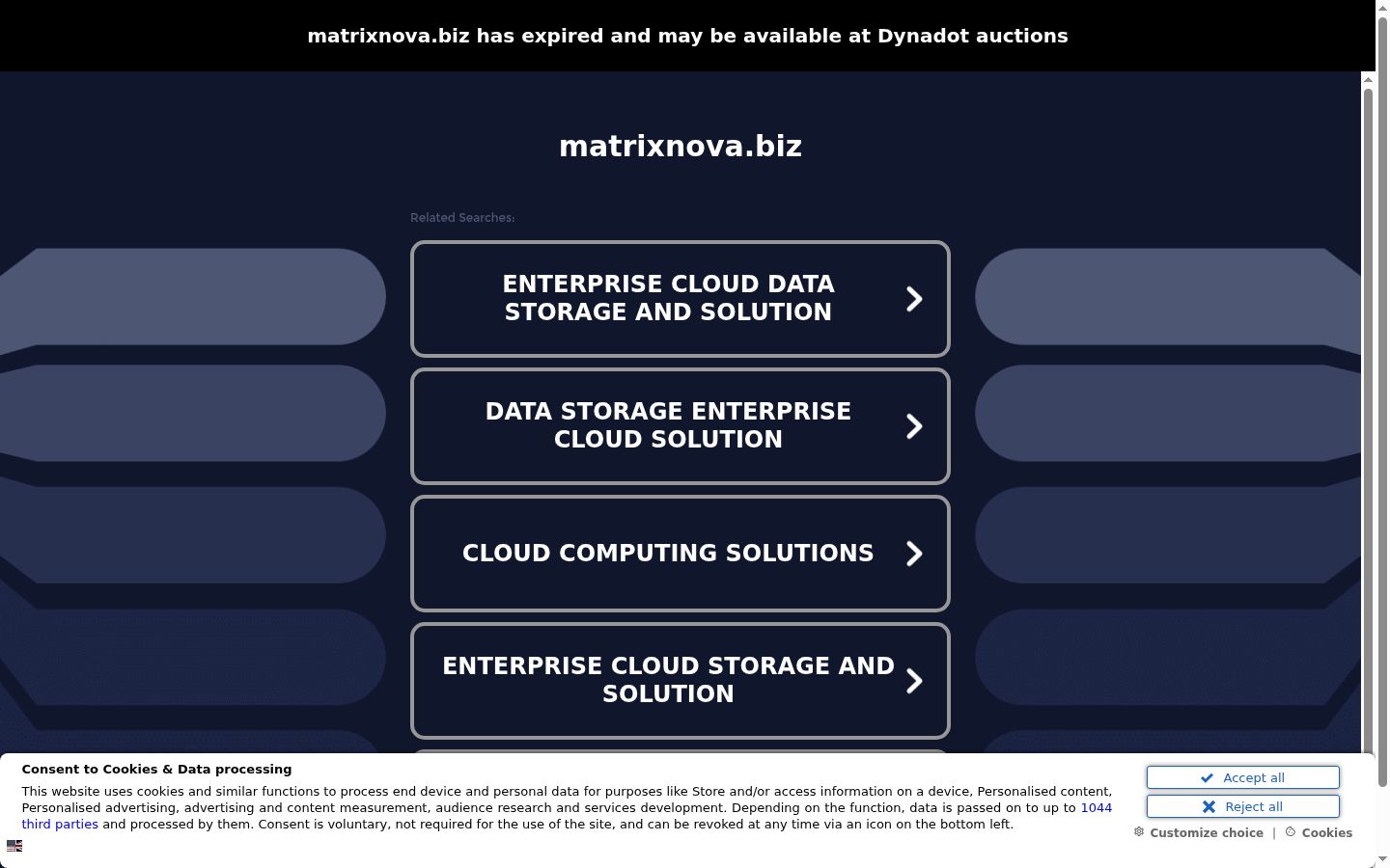 Screenshot of the consent banner shown before any interaction