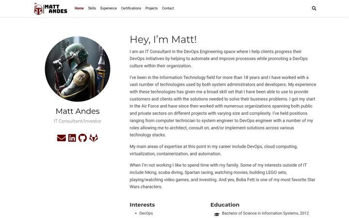Screenshot of mattandes.com