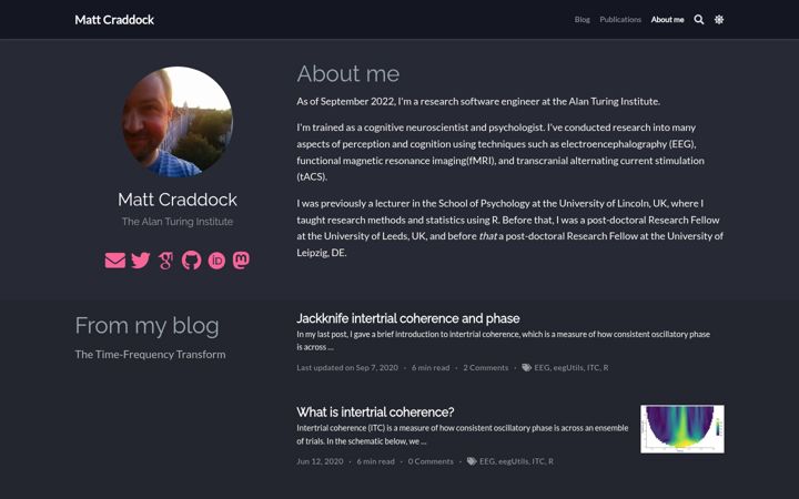 Screenshot of mattcraddock.com
