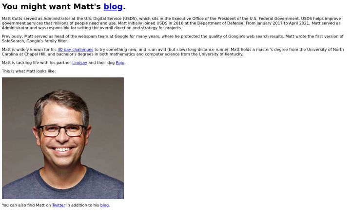 Posnetek zaslona mattcutts.com