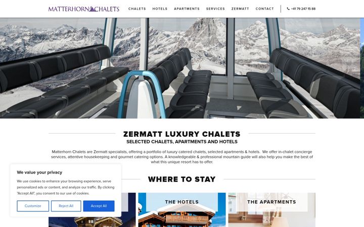 Screenshot of matterhornchalets.com