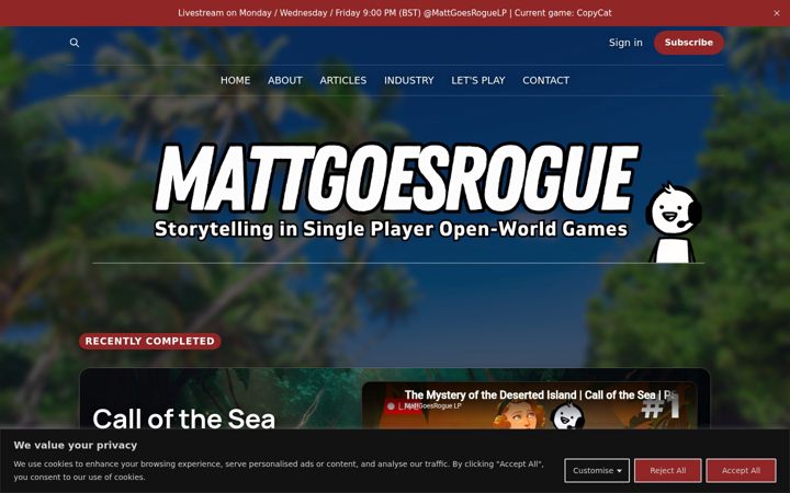 Screenshot of mattgoesrogue.com