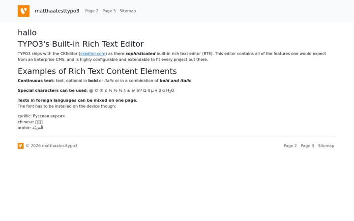 Screenshot of matthaatesttypo3.de