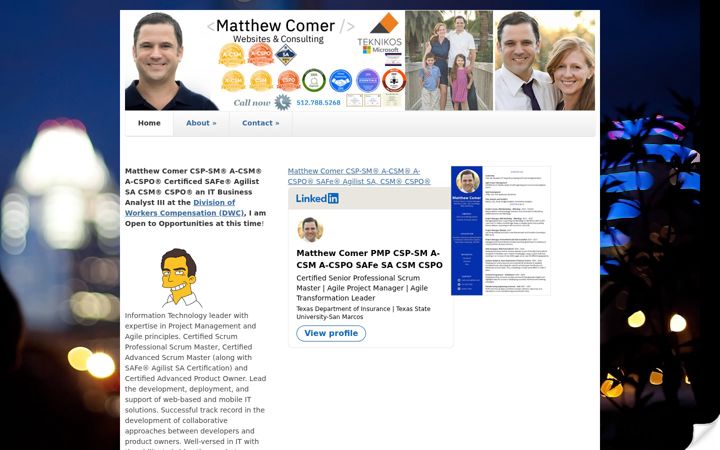 Screenshot of matthewcomer.com