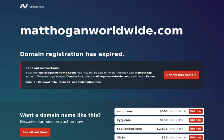 Screenshot of matthoganworldwide.com