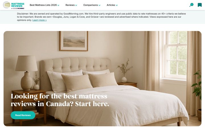 Screenshot of mattress-reviews.com