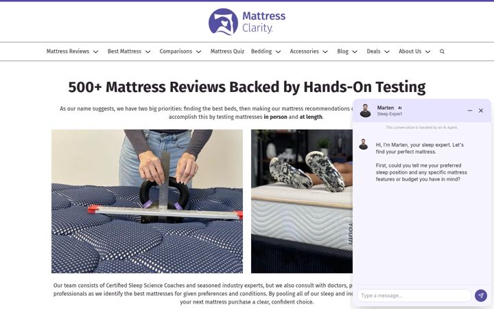 Screenshot of mattressclarity.com