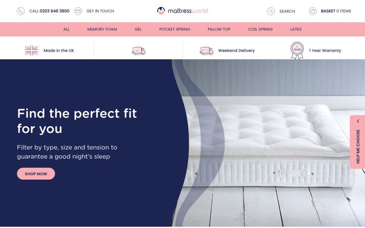 Екранна снимка на mattressworld.co.uk