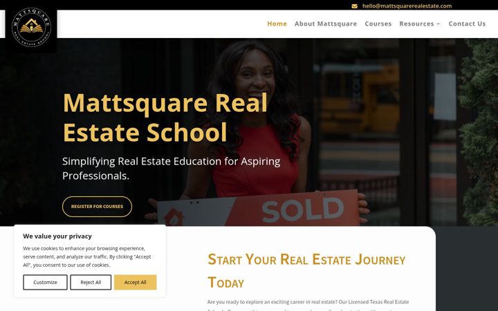 Screenshot of mattsquarerealestateschool.com