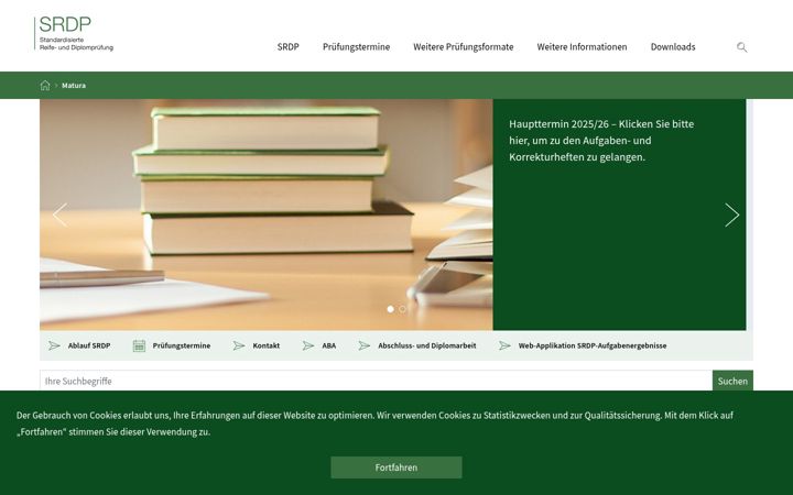 Screenshot of matura.gv.at