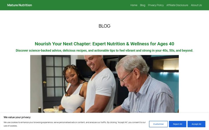 Screenshot of mature-nutrition.com