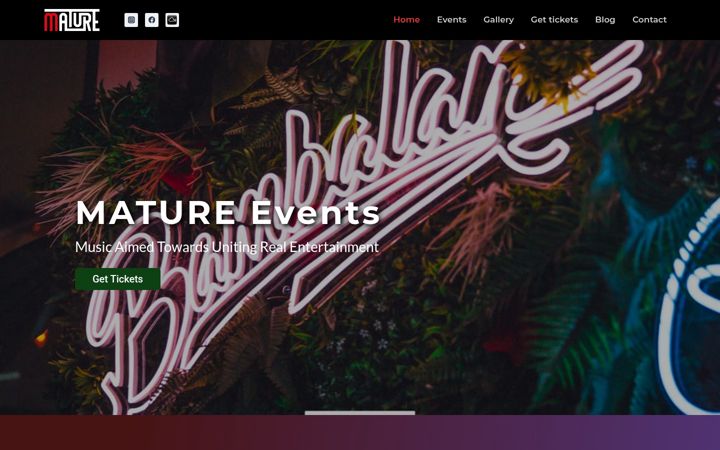 Screenshot of matureevents.com