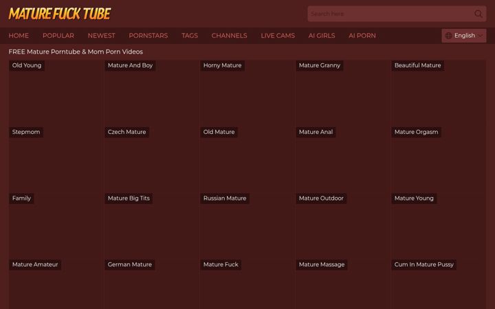 Screenshot of maturefucktube.com