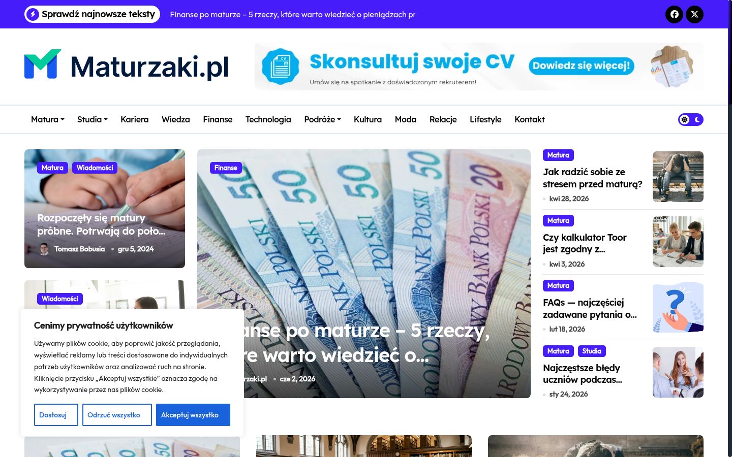 Zrzut ekranu banera zgody wyświetlanego przed jakąkolwiek interakcją