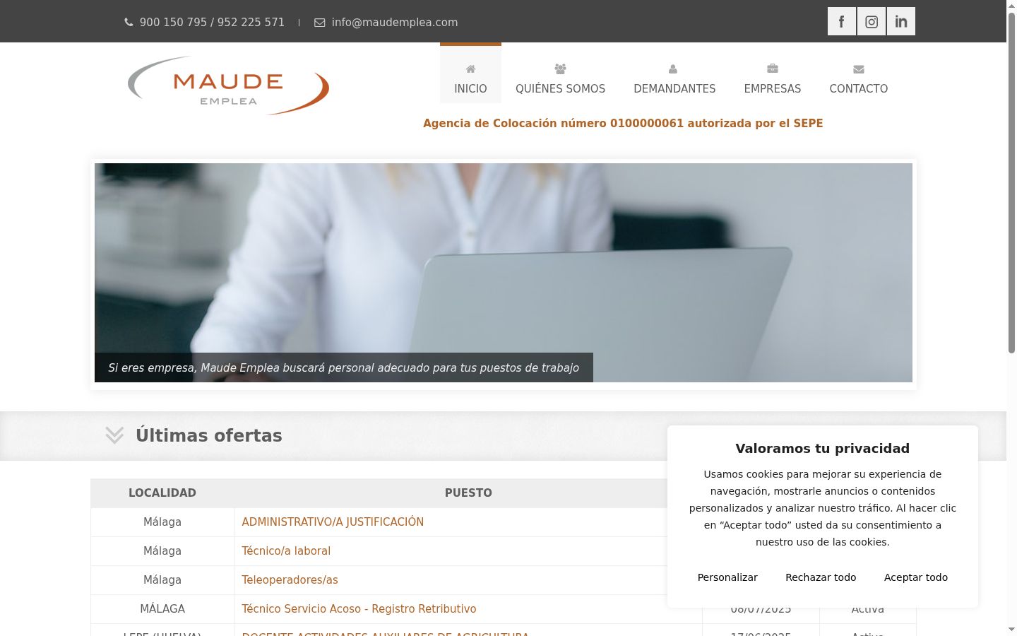 Screenshot del banner di consenso mostrato prima di qualsiasi interazione