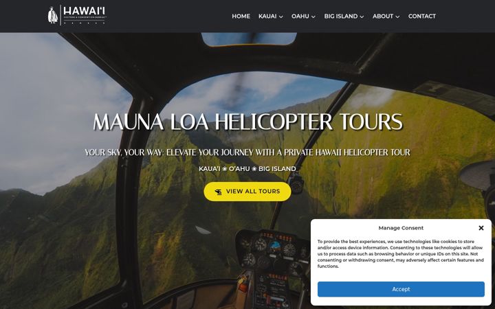 Screenshot of maunaloahelicoptertours.com