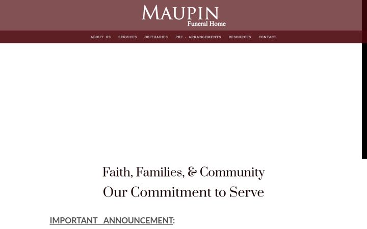 Screenshot of maupinfuneralhome.com