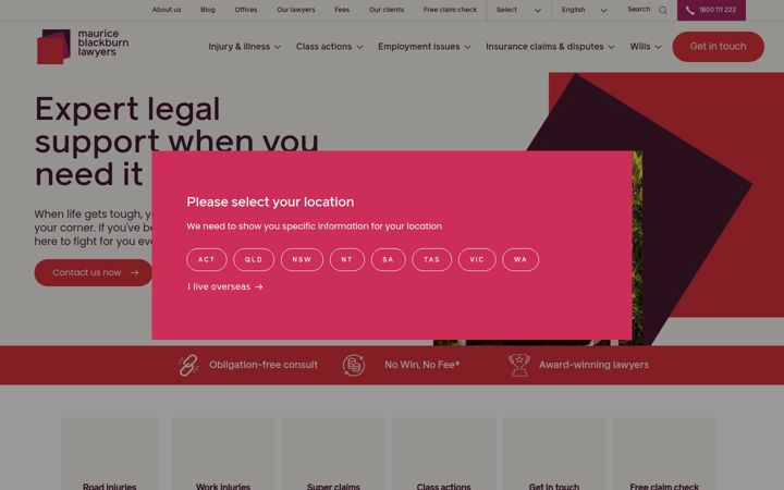 Screenshot of mauriceblackburn.com.au