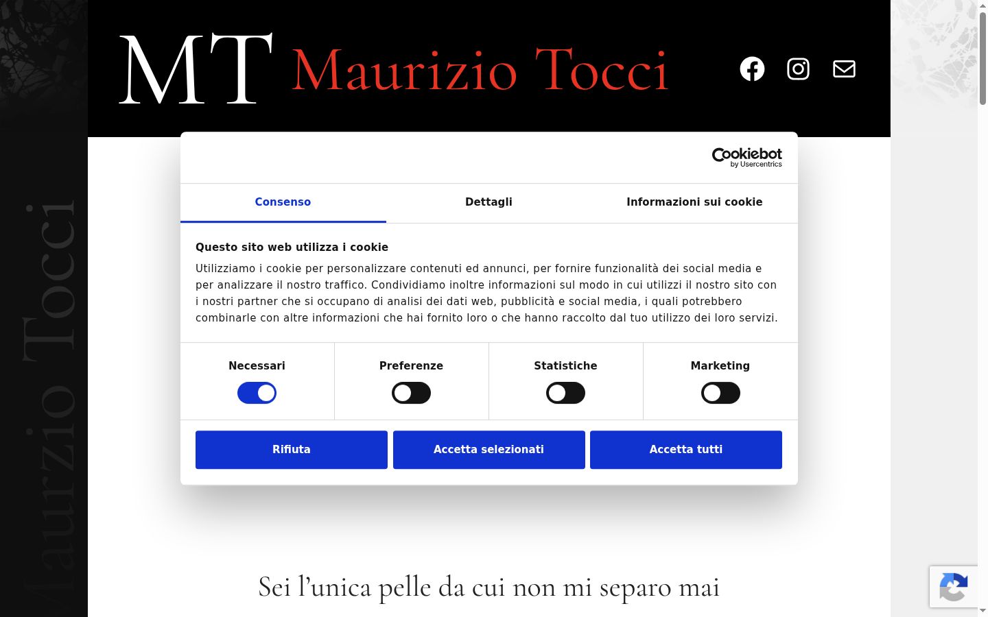 Screenshot del banner di consenso mostrato prima di qualsiasi interazione