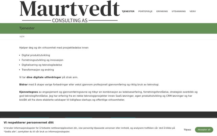 Screenshot of maurtvedt.com