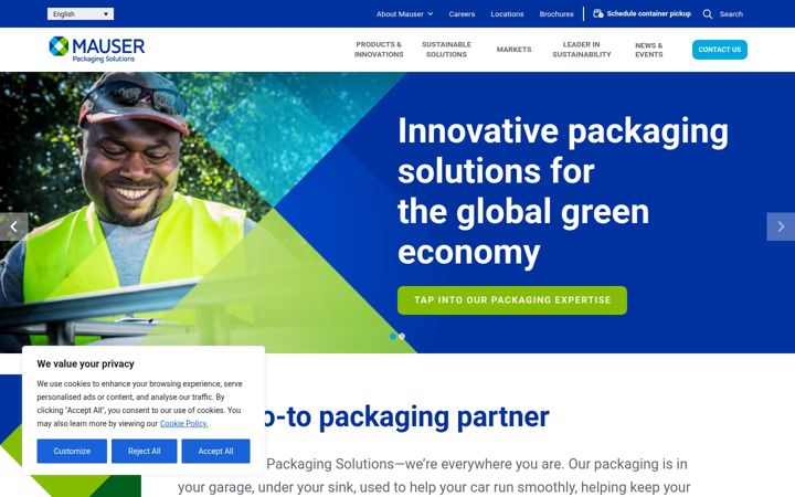 Screenshot of mauserpackaging.com