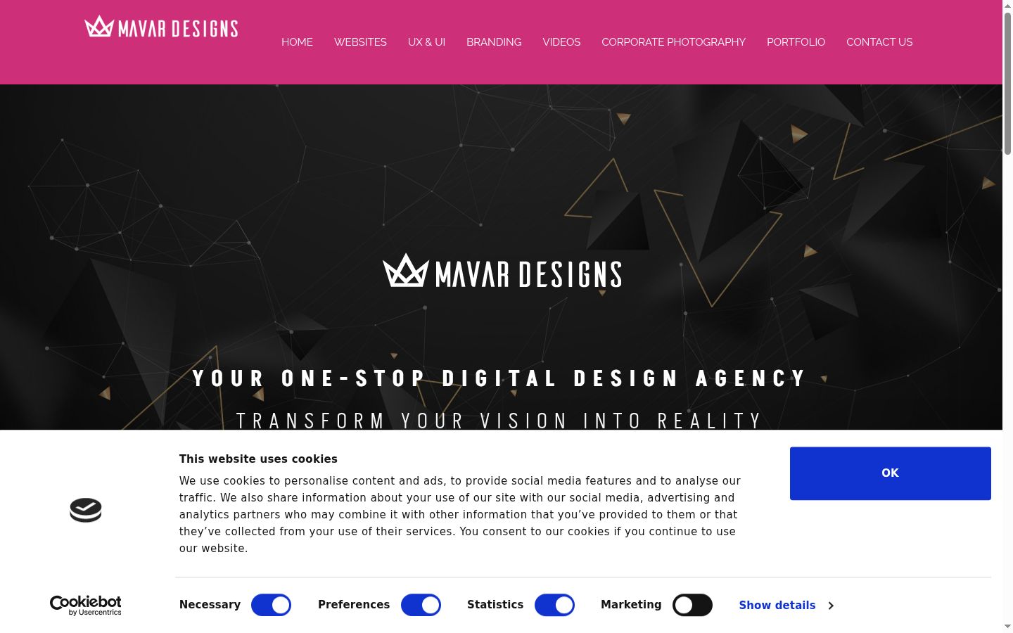Screenshot of the consent banner shown before any interaction