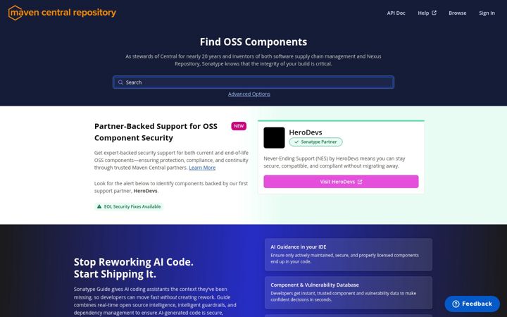 Screenshot di maven.org