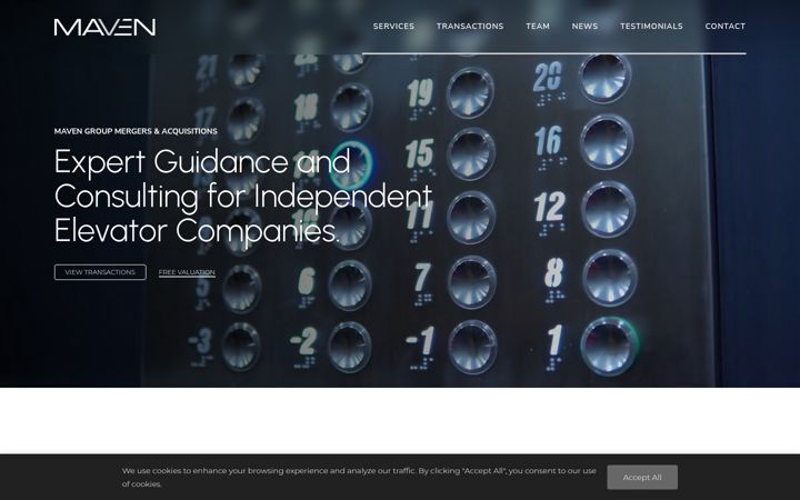 Screenshot of mavenelevator.com