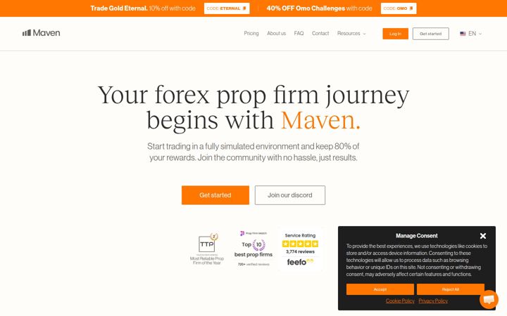 Screenshot of maventrading.com